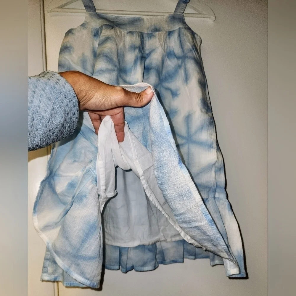 JANIE AND JACK TIE DYE BOW STRAP DRESS IN Angel Falls Shibori Size 12